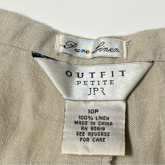 John Paul Richard Outfit Petite 100% Pure Linen Tan Pants Women's Size 10P - Picture 2 of 9